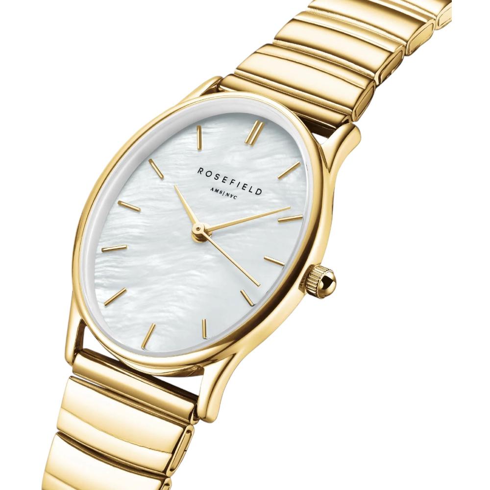 ROSEFIELD Oval Mother of Pearl Dial 24 x 29mm Gold Stainless Steel Bracelet OVWGSG-OV16