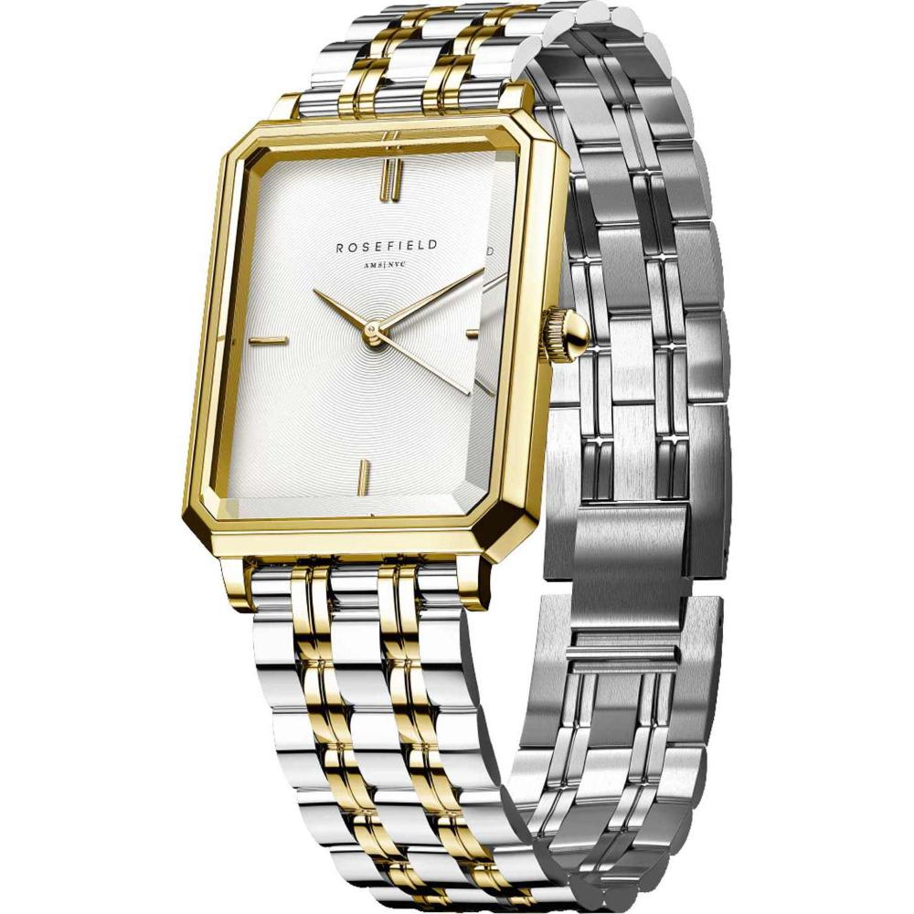 ROSEFIELD The Octagon XS White Sunray 19.5x24mm Two Tone Gold Stainless Steel Bracelet OWDSG-O62