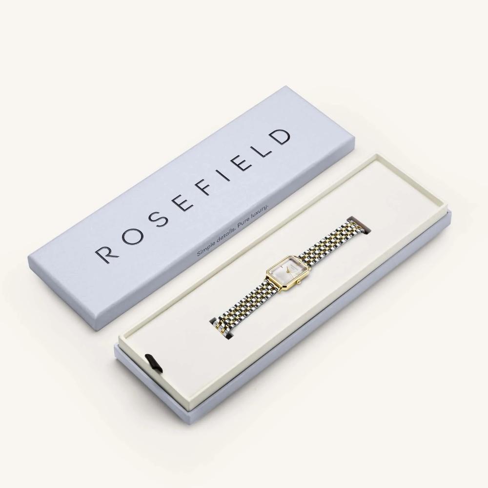 ROSEFIELD The Octagon XS White Sunray 19.5x24mm Two Tone Gold Stainless Steel Bracelet OWDSG-O62 - 6