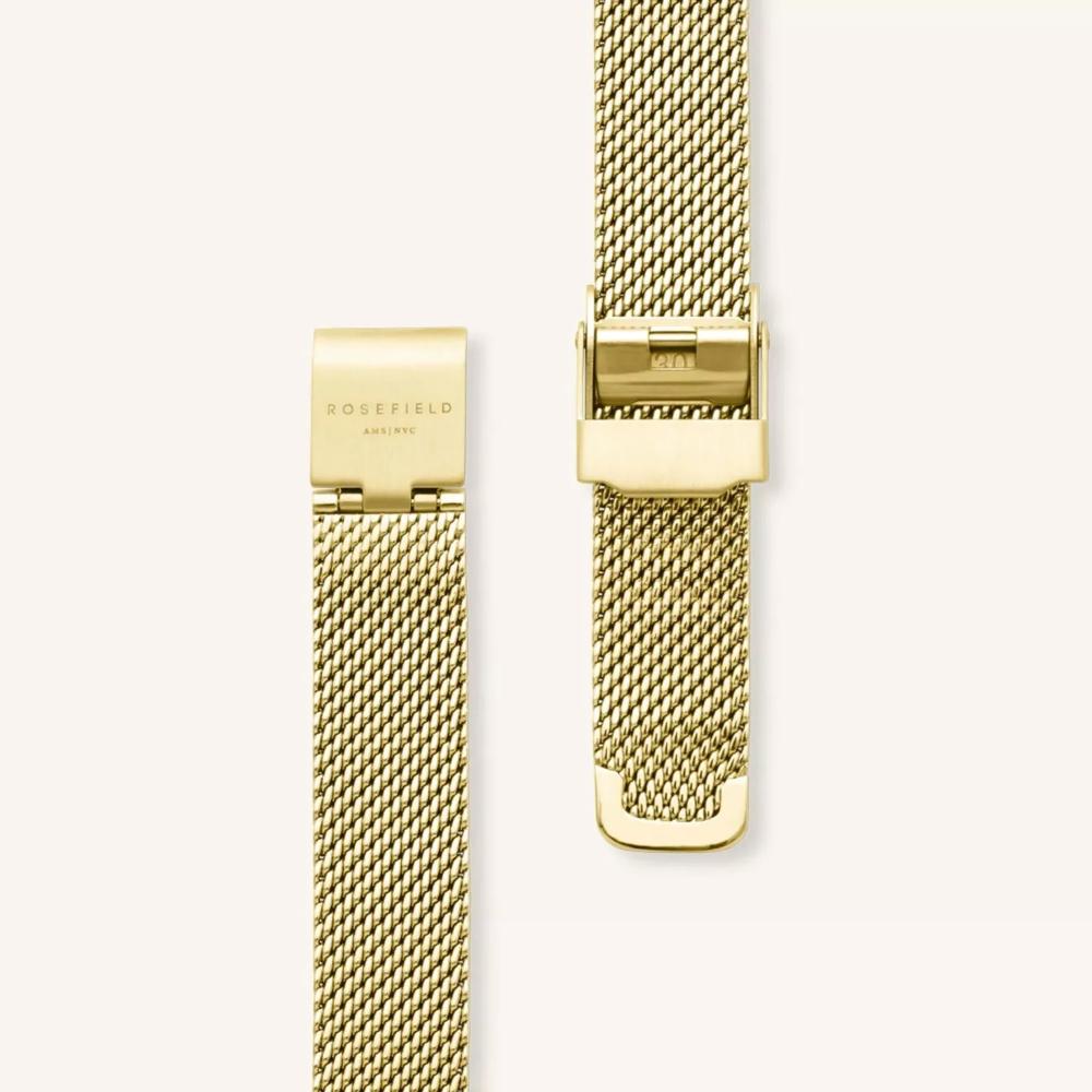 ROSEFIELD The Octagon XS White Dial 19.5x24mm Gold Stainless Steel Mesh Bracelet OWGMG-O73