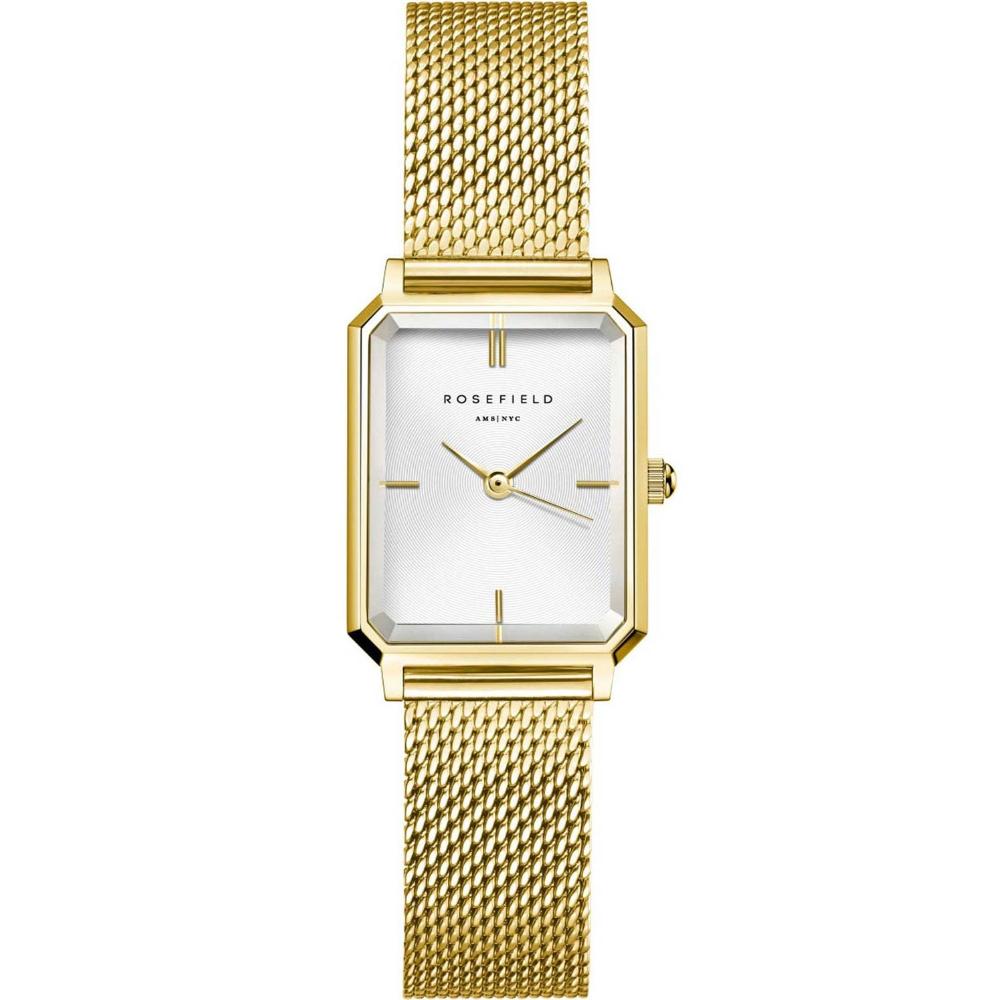 ROSEFIELD The Octagon XS White Dial 19.5x24mm Gold Stainless Steel Mesh Bracelet OWGMG-O73
