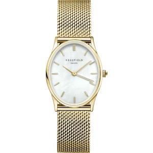 ROSEFIELD The Oval White Pearl Dial 24 x 29mm Gold Stainless Steel Mesh Bracelet OWGMG-OV10 - 5945