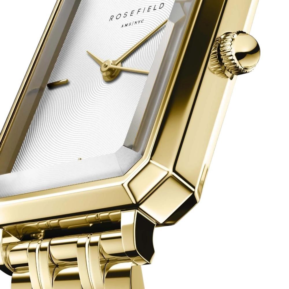 ROSEFIELD The Octagon XS White Sunray 19.5x24mm Gold Stainless Steel Bracelet OWGSG-O60