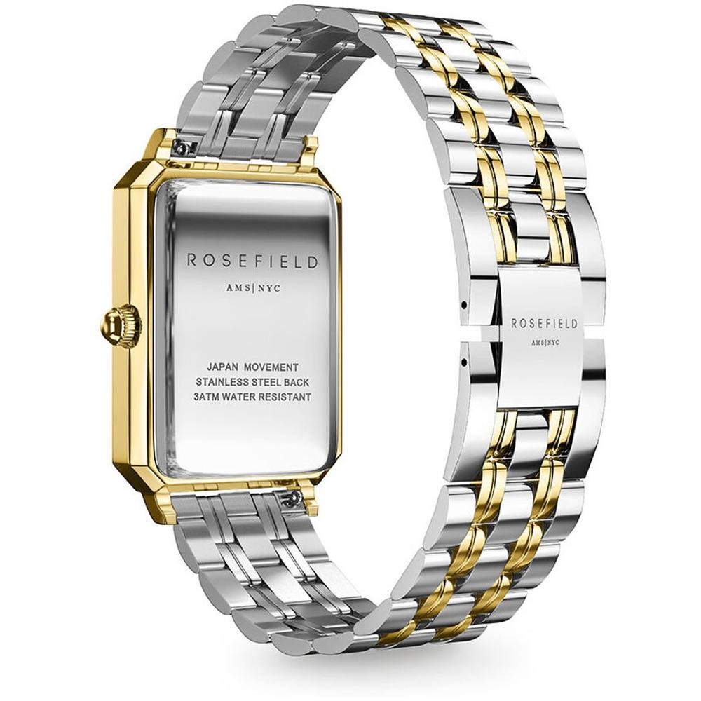 ROSEFIELD The Octagon White Sunray 23x29mm Two Tone Gold Stainless Steel Bracelet OWSSSG-O48