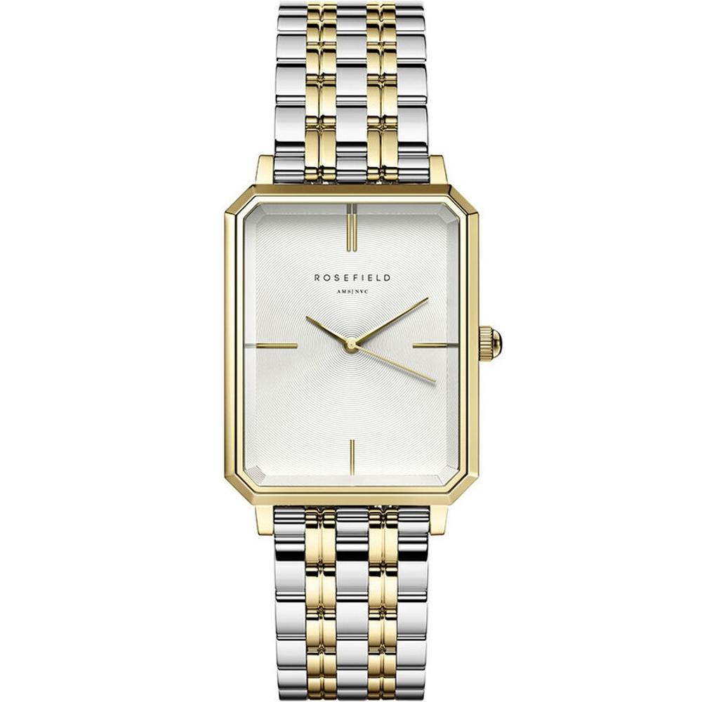 ROSEFIELD The Octagon White Sunray 23x29mm Two Tone Gold Stainless Steel Bracelet OWSSSG-O48