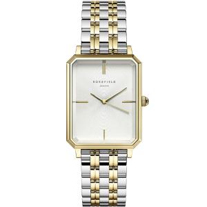 ROSEFIELD The Octagon White Sunray 23x29mm Two Tone Gold Stainless Steel Bracelet OWSSSG-O48 - 5937