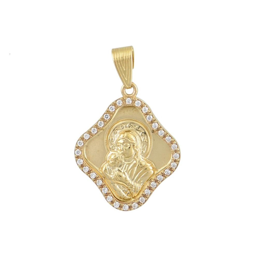 VIRGIN MARY BabyJewels in K9 Yellow Gold with Zircon Stones P0006Y.K9