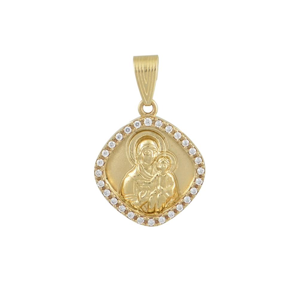 VIRGIN MARY BabyJewels in K9 Yellow Gold with Zircon Stones P0007Y.K9