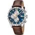 FESTINA Timeless Chronograph Blue Silver Dial 43.5mm Silver Stainless Steel Brown Leather Strap F16760/7 - 0