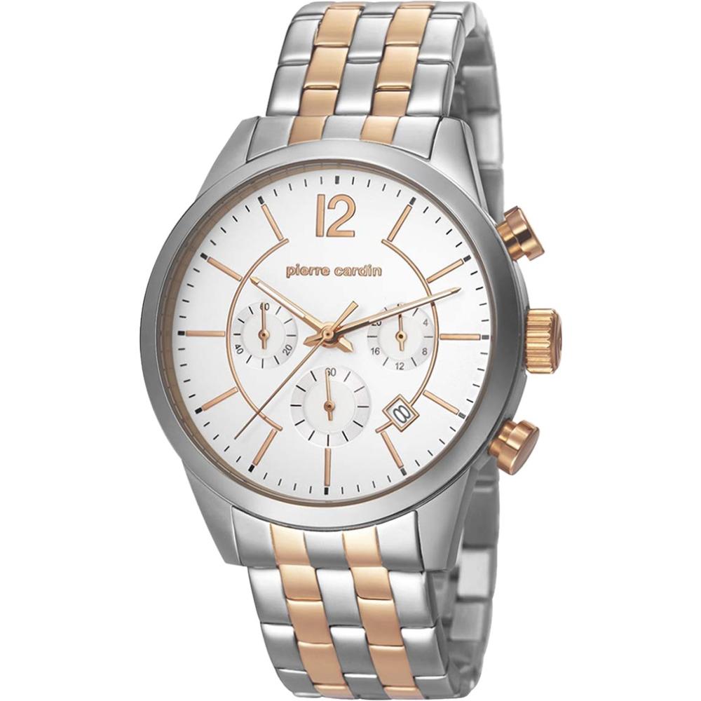 PIERRE CARDIN Troca Chronograph 42mm Two Tone Rose Gold & Silver Stainless Steel Bracelet PC106591F10