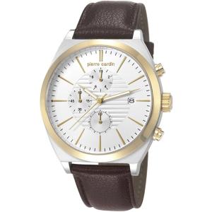 PIERRE CARDIN Cambronne Chronograph 44mm Silver Stainless Steel Brown Leather Strap PC106701F05 - 11358