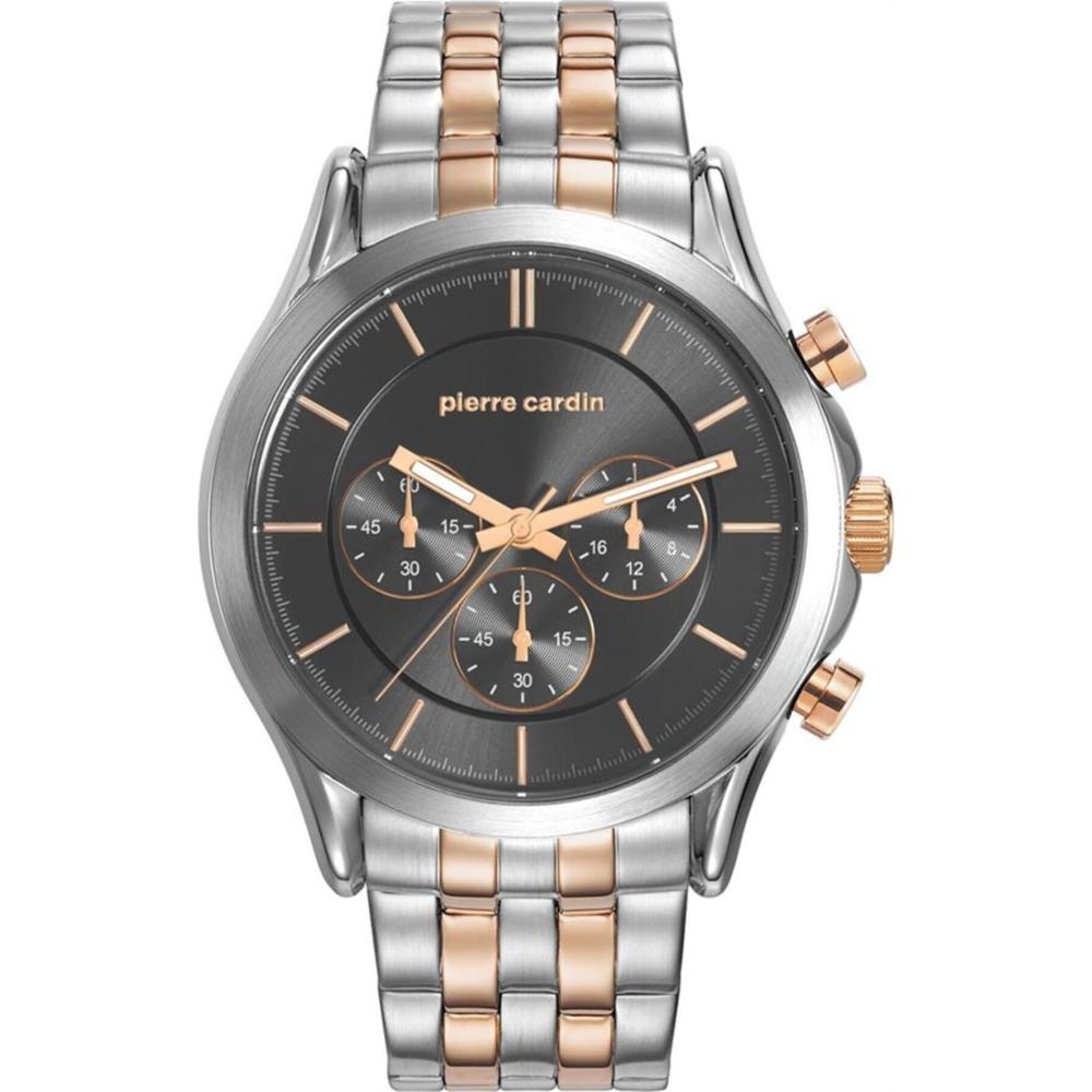 PIERRE CARDIN Olivet Chronograph 45mm Two Tone Rose Gold & Silver Stainless Steel Bracelet PC107201F07