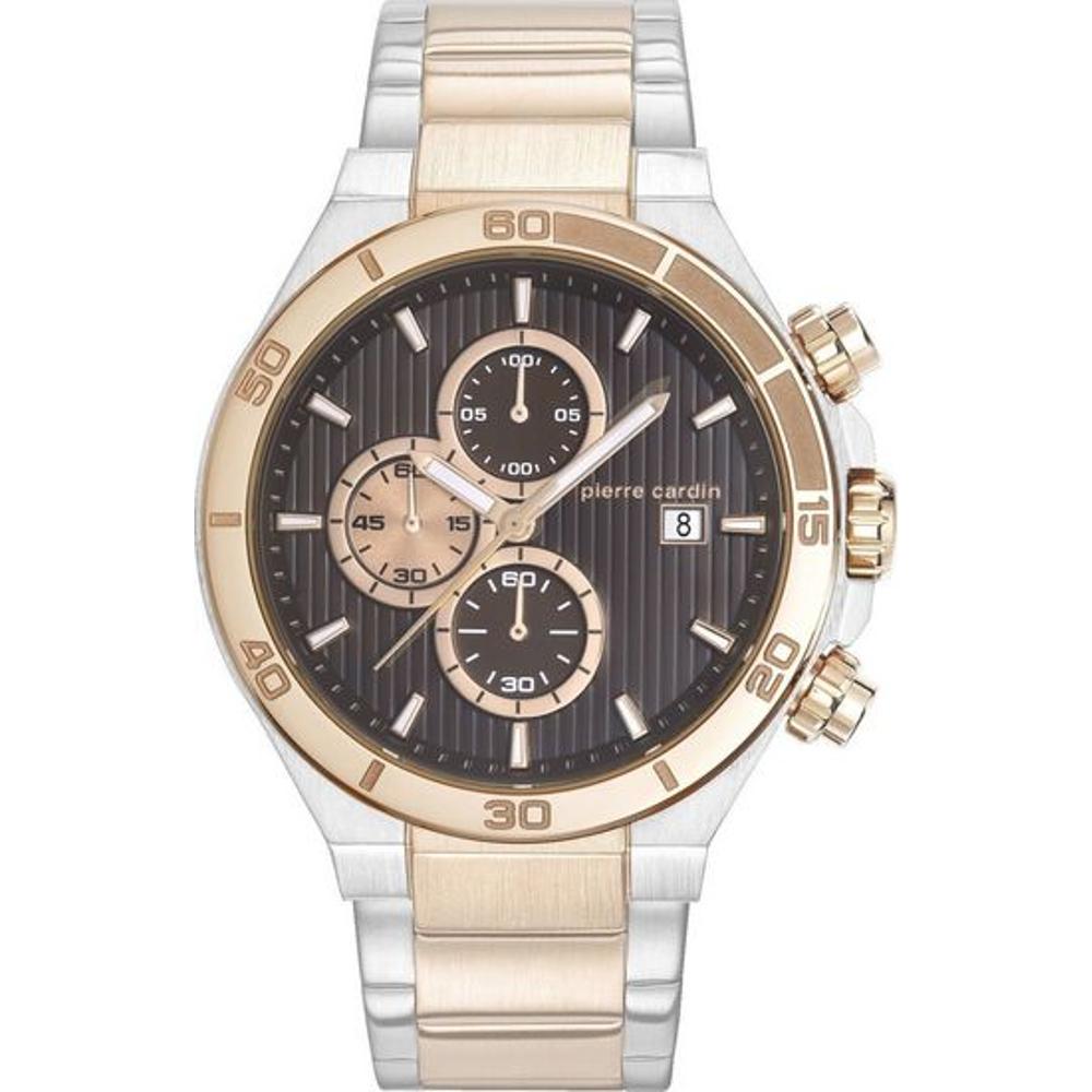 PIERRE CARDIN Buzenval Homme Chronograph 47mm Two Tone Rose Gold & Silver Stainless Steel Bracelet PC107611F09