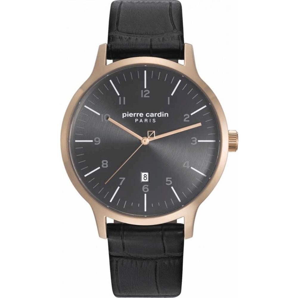 PIERRE CARDIN Lourmel Three Hands 43mm Rose Gold Stainless Steel Brown Leather Strap PC108121F03