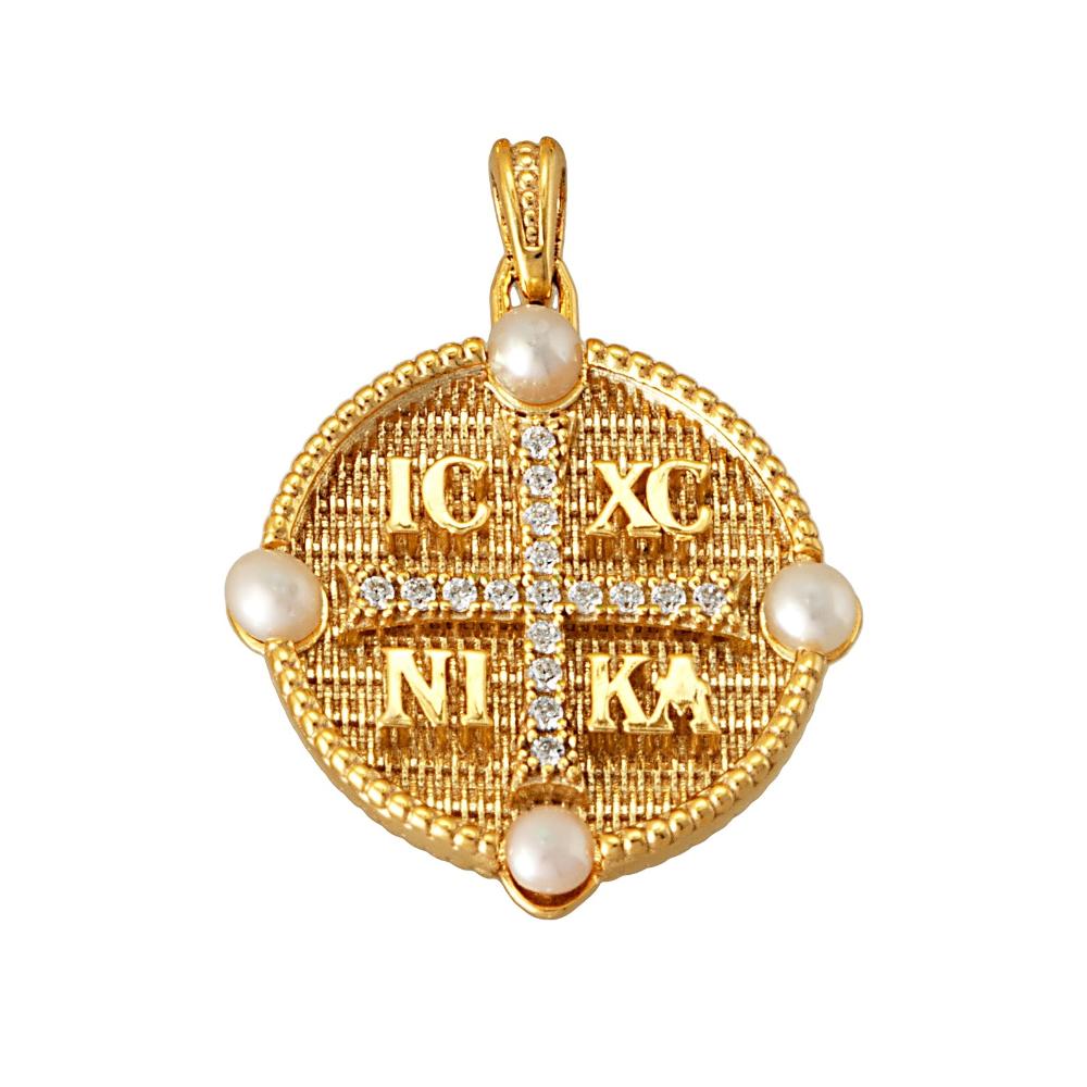 CHRISTIAN CHARMS SENZIO Collection K9 Yellow Gold with Zircon Stones and Pearls PE364