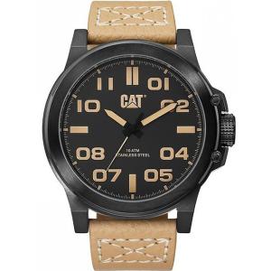 CATERPILLAR Chicago 48mm Black Stainless Steel Brown Leather Strap PS16135133 - 11090