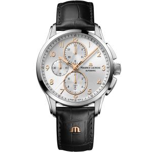 MAURICE LACROIX Pontos Chronograph Automatic 43mm Silver Stainless Steel Black Leather Strap PT6388-SS001-220-2 - 31953