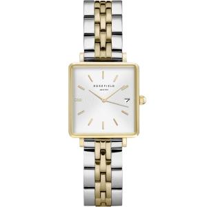 ROSEFIELD The Boxy XS White Sunray 22x24mm Two Tone Gold Stainless Steel Bracelet QMWSSG-Q023 - 6036