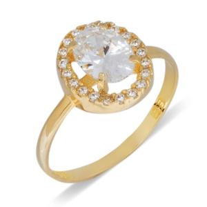 RING Rosette Yellow Gold 14K with Zircon Stones R053-Y - 28196