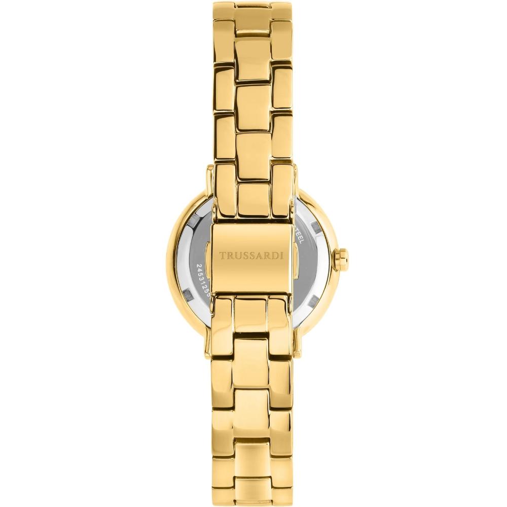 TRUSSARDI T-Vision Crystals White Dial 30mm Gold Stainless Steel Bracelet R2453125503
