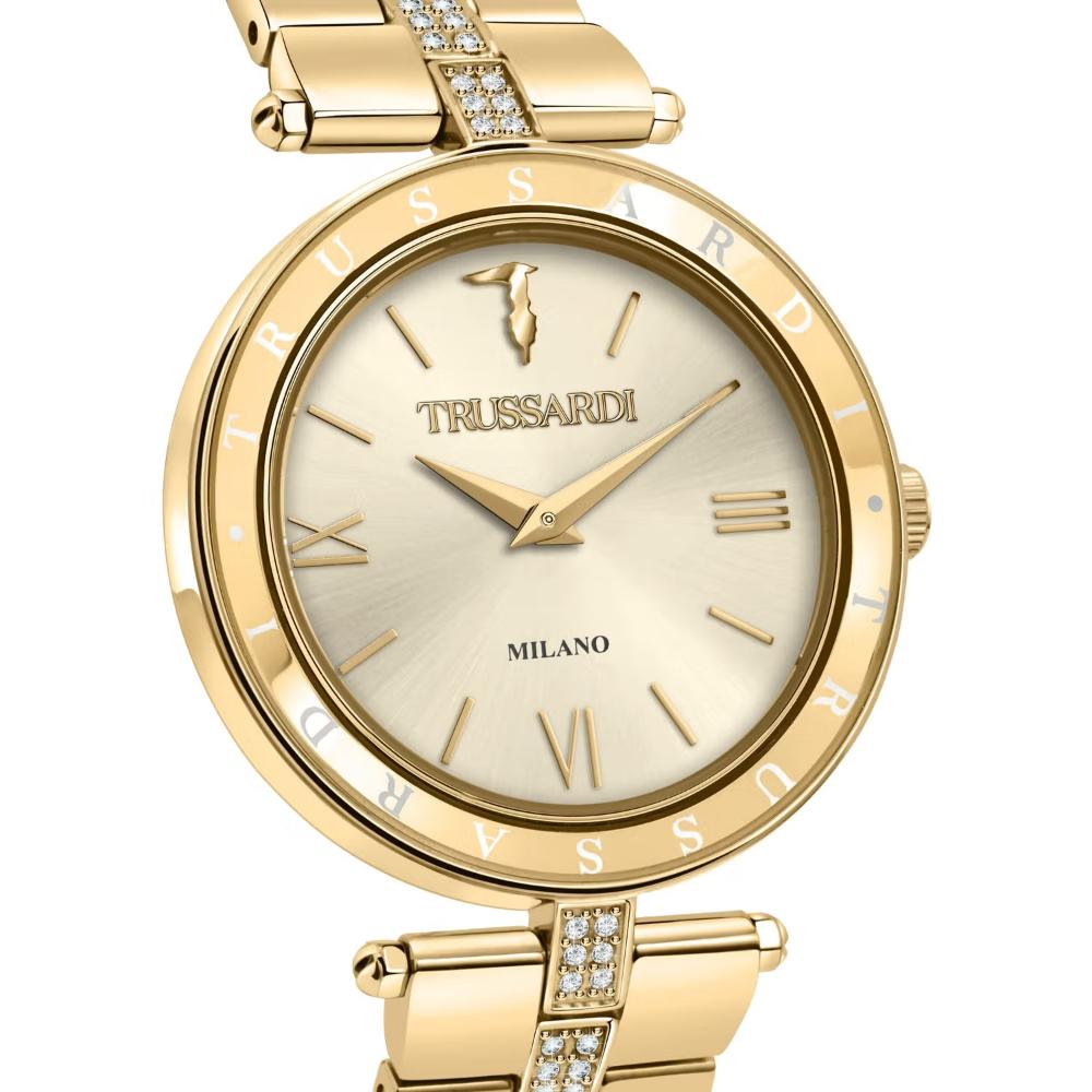 TRUSSARDI T-Shiny Crystals 34mm Gold Stainless Steel Bracelet R2453145508