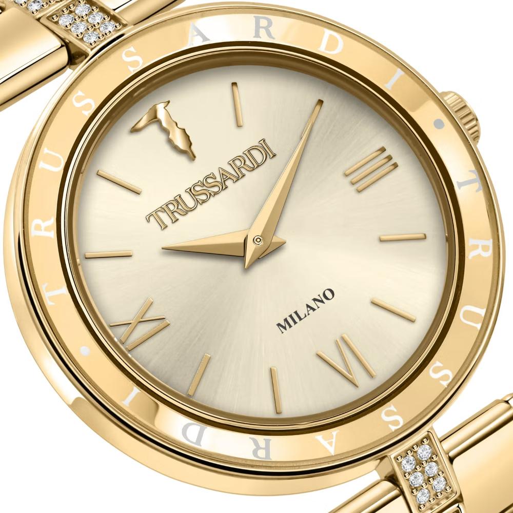 TRUSSARDI T-Shiny Crystals 34mm Gold Stainless Steel Bracelet R2453145508