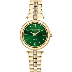 TRUSSARDI T-Shiny Crystals Green Dial 34mm Gold Stainless Steel Bracelet R2453145511 - 28663