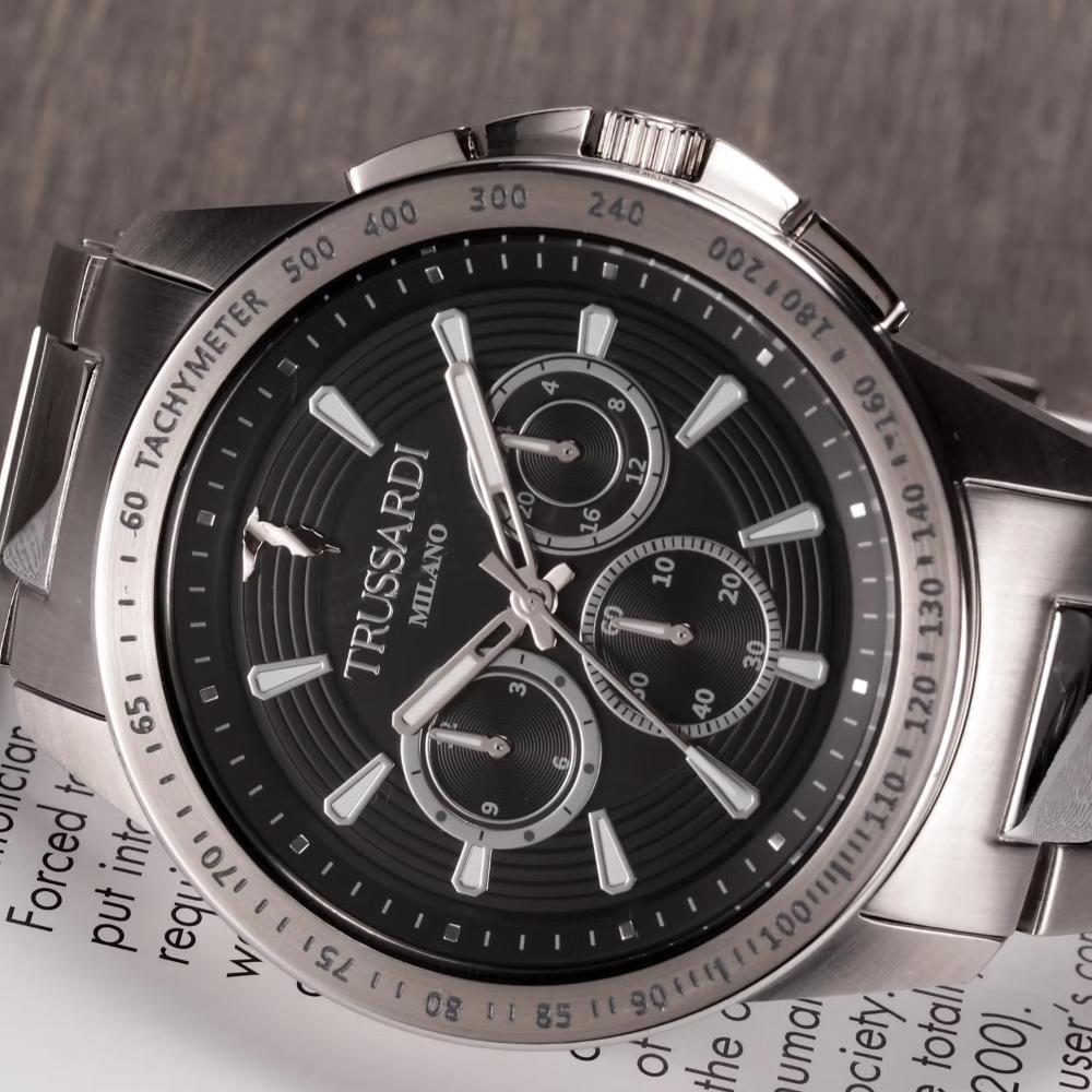 TRUSSARDI T-Hawk Chronograph Black Dial 44mm Silver Stainless Steel Bracelet R2453153004 - 6