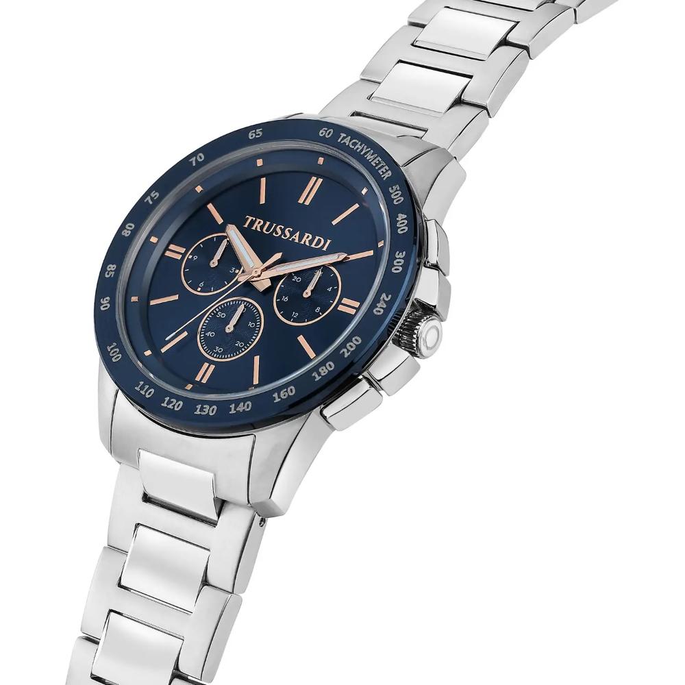 TRUSSARDI T-Hawk Chronograph Blue Dial 44mm Silver Stainless Steel Bracelet R2453153005