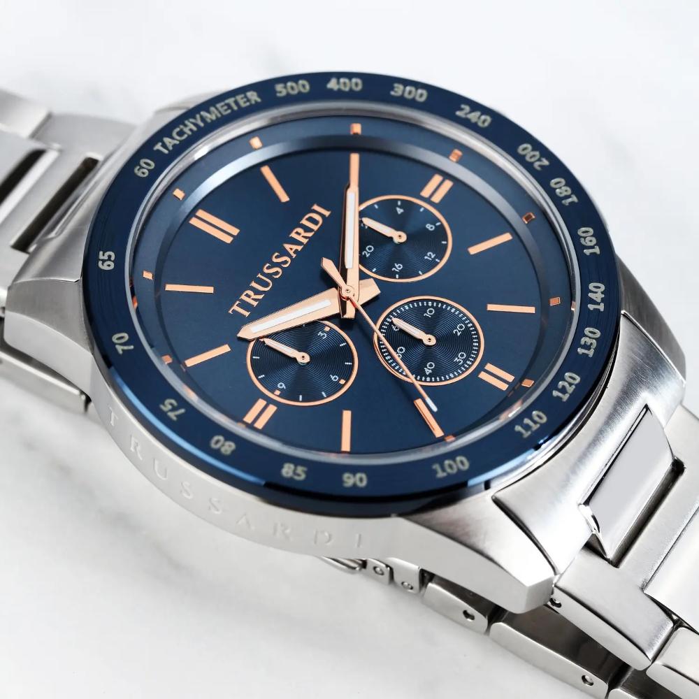 TRUSSARDI T-Hawk Chronograph Blue Dial 44mm Silver Stainless Steel Bracelet R2453153005