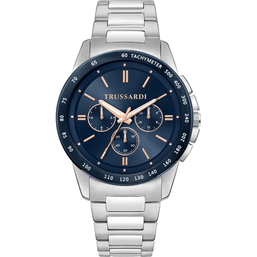 TRUSSARDI T-Hawk Chronograph Blue Dial 44mm Silver Stainless Steel Bracelet R2453153005