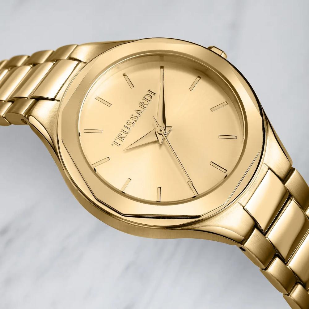 TRUSSARDI T-Small Gold Dial 32mm Gold Stainless Steel Bracelet R2453157505