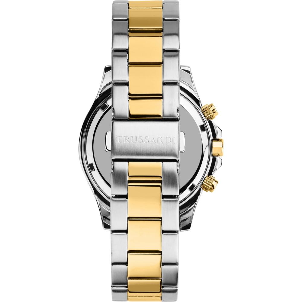 TRUSSARDI City Life Chronograph Black Dial 42mm Two Tone Gold Stainless Steel Bracelet R2453169002