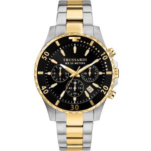 TRUSSARDI City Life Chronograph Black Dial 42mm Two Tone Gold Stainless Steel Bracelet R2453169002 - 45796