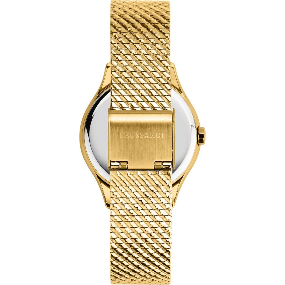 TRUSSARDI City Life Crystals Silver Dial 35mm Gold Stainless Steel Milanese Bracelet R2453170504