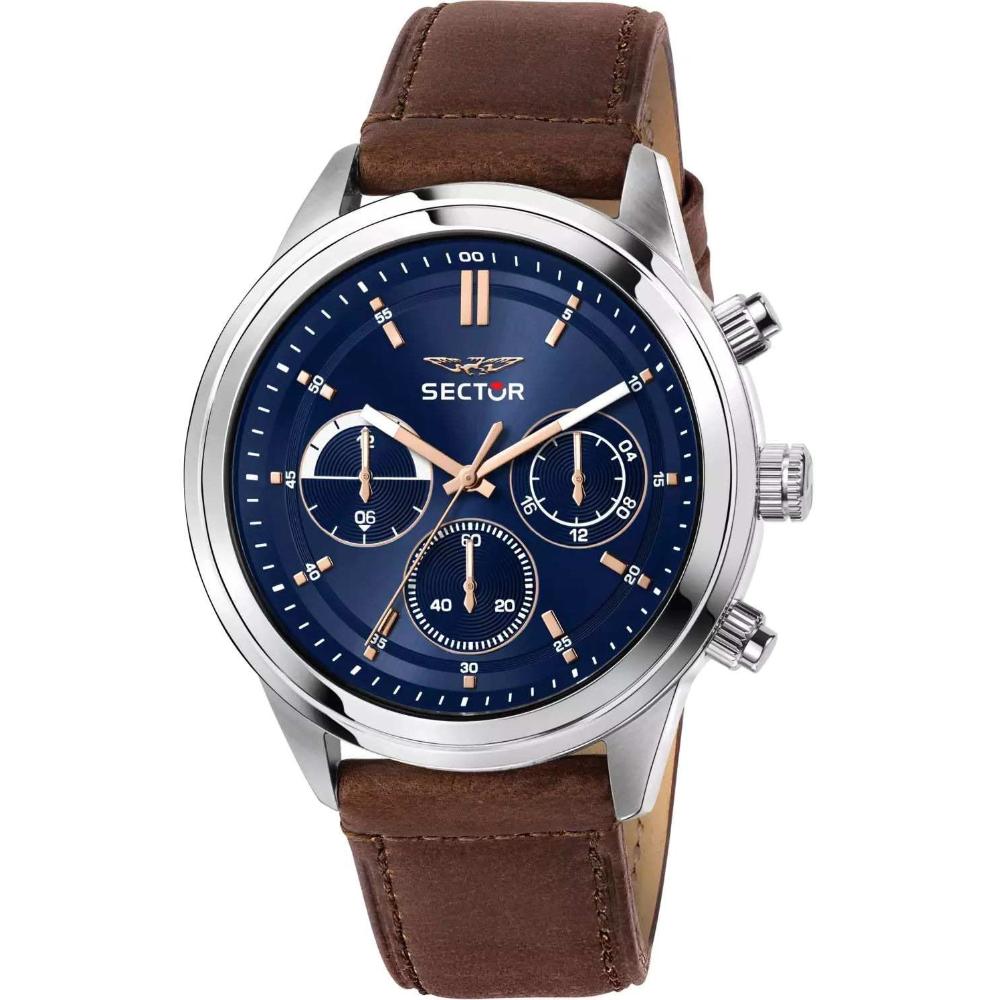 SECTOR 670 Multifunction 45mm Silver Stainless Steel Brown Leather Strap R3251540001