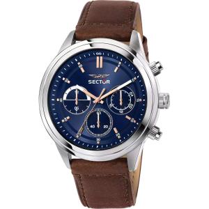 SECTOR 670 Multifunction 45mm Silver Stainless Steel Brown Leather Strap R3251540001 - 21569