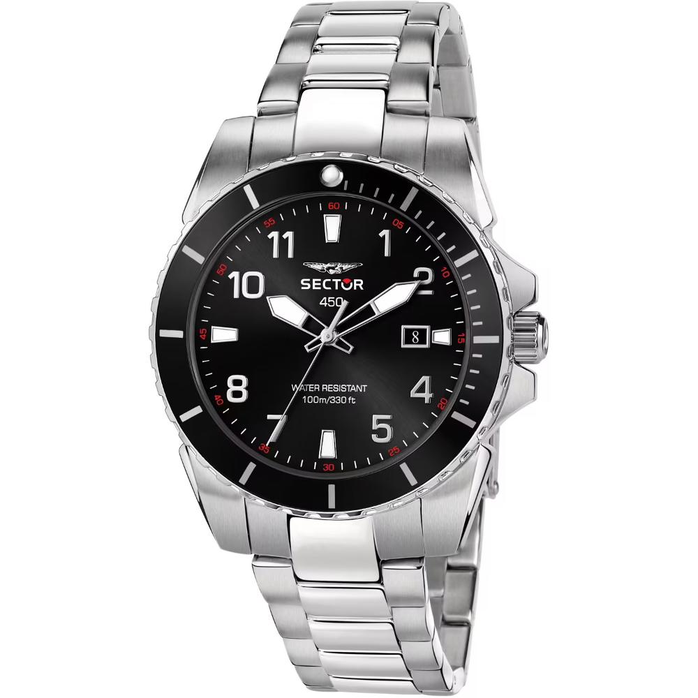 SECTOR 450 Black Dial 43mm Silver Stainless Steel Bracelet R3253276009