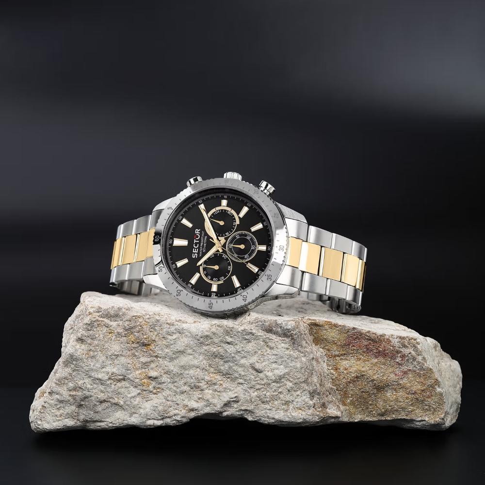SECTOR 270 Multifunction 45mm Silver & Gold Stainless Steel Bracelet R3253578026 - 7