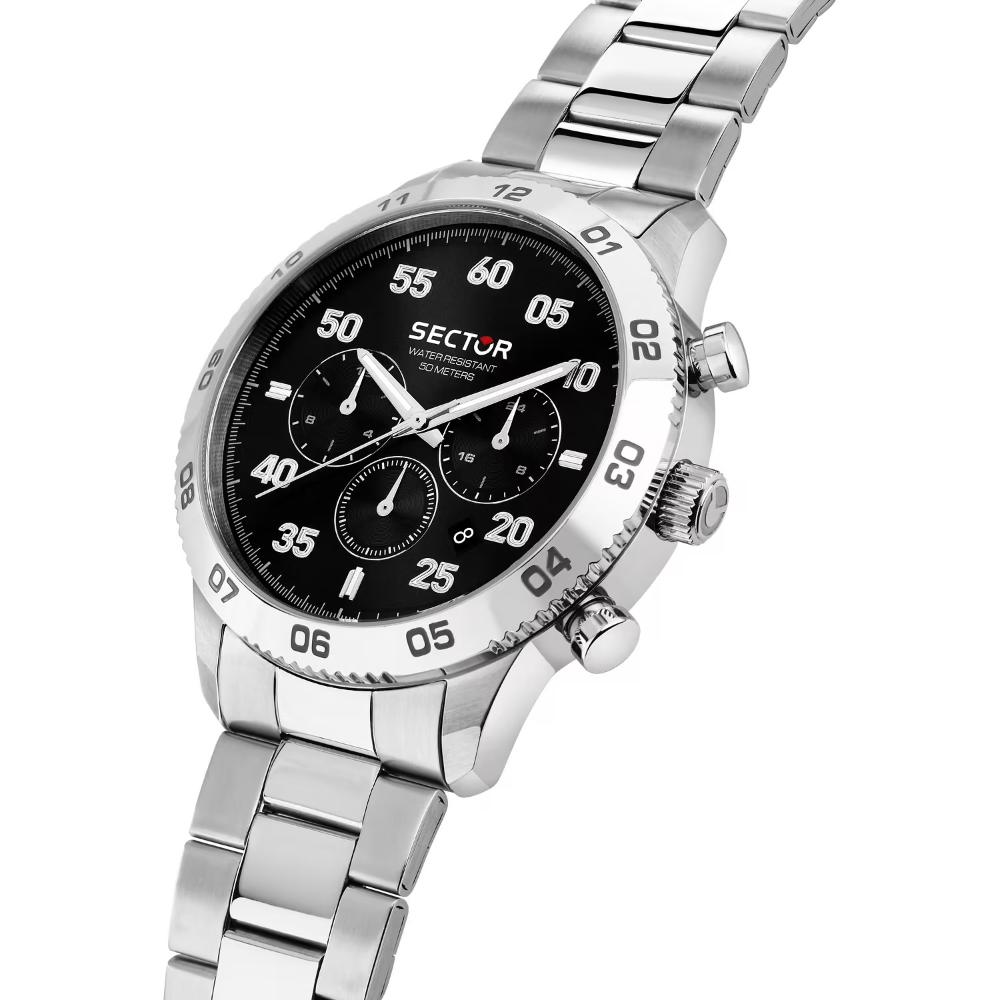 SECTOR 270 Multifunction Black Dial 45mm Silver Stainless Steel Bracelet R3253578032