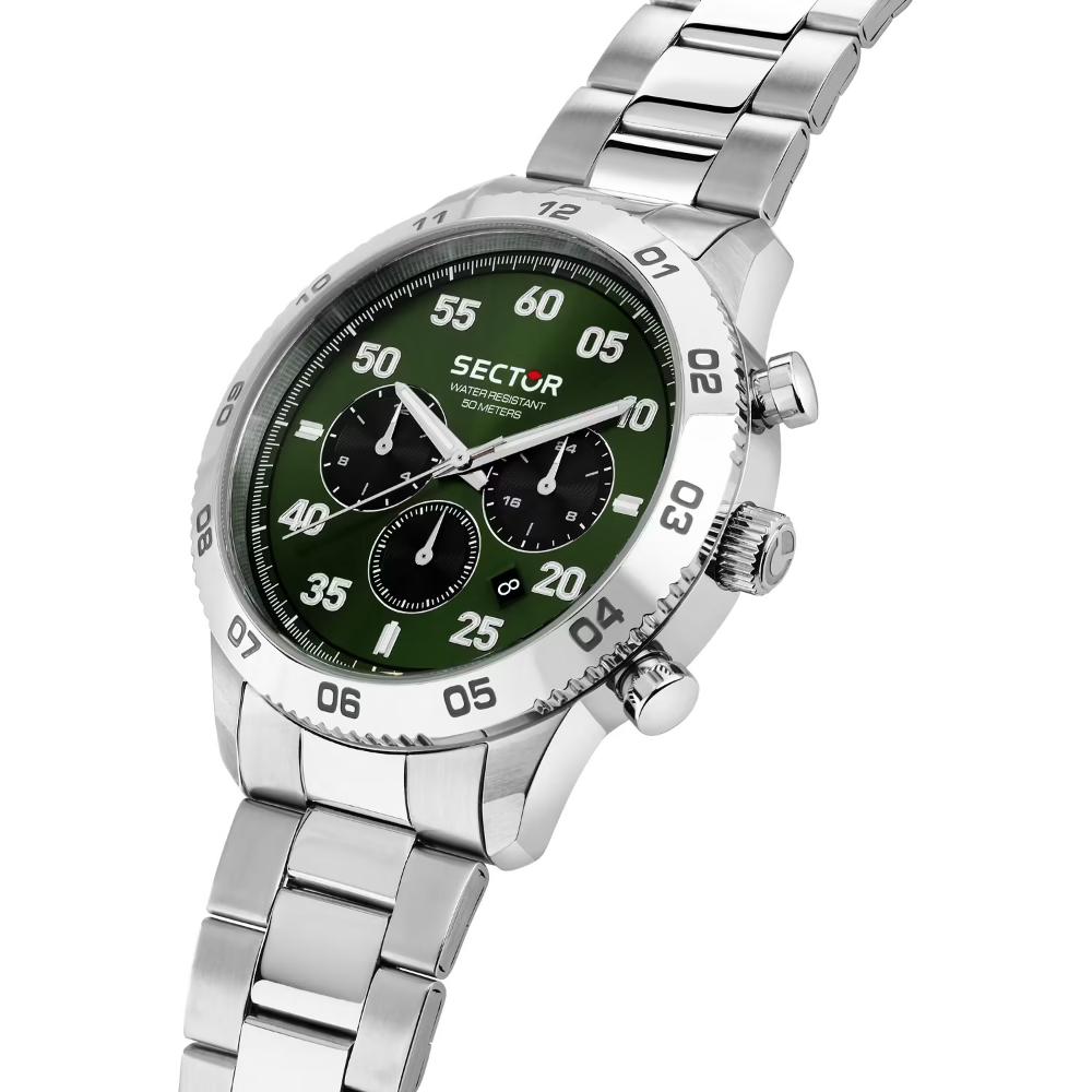 SECTOR 270 Multifunction Green Dial 45mm Silver Stainless Steel Bracelet R3253578034