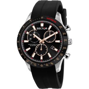SECTOR 270 Chronograph 45mm Silver Stainless Steel Black Silicon Strap R3271778001 - 27761
