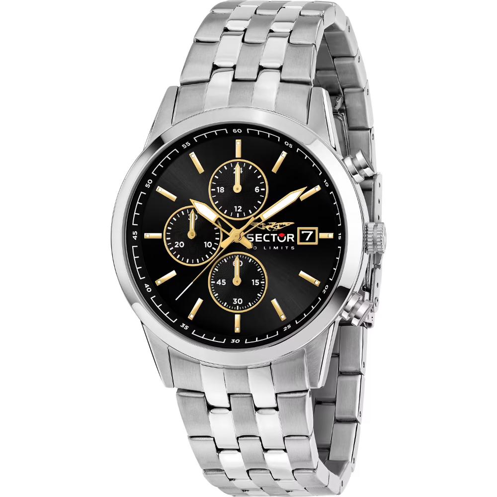 SECTOR 660 Chronograph Black Gold Dial 41mm Silver Stainless Steel Bracelet R3273617004