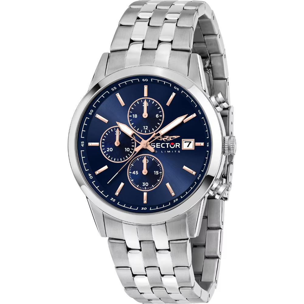 SECTOR 660 Chronograph Blue Rose Gold Dial 41mm Silver Stainless Steel Bracelet R3273617005