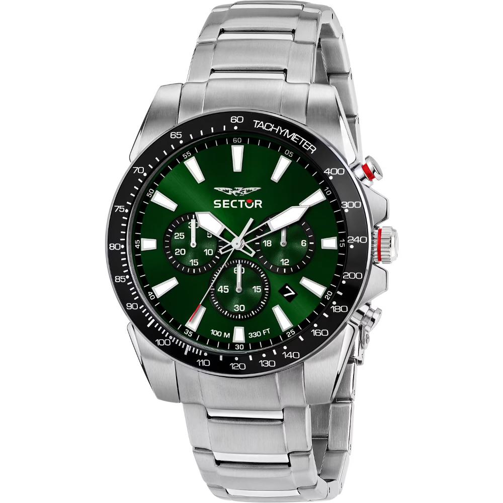 SECTOR 450 Chronograph Green Dial 43mm Silver Stainless Steel Bracelet R3273776010