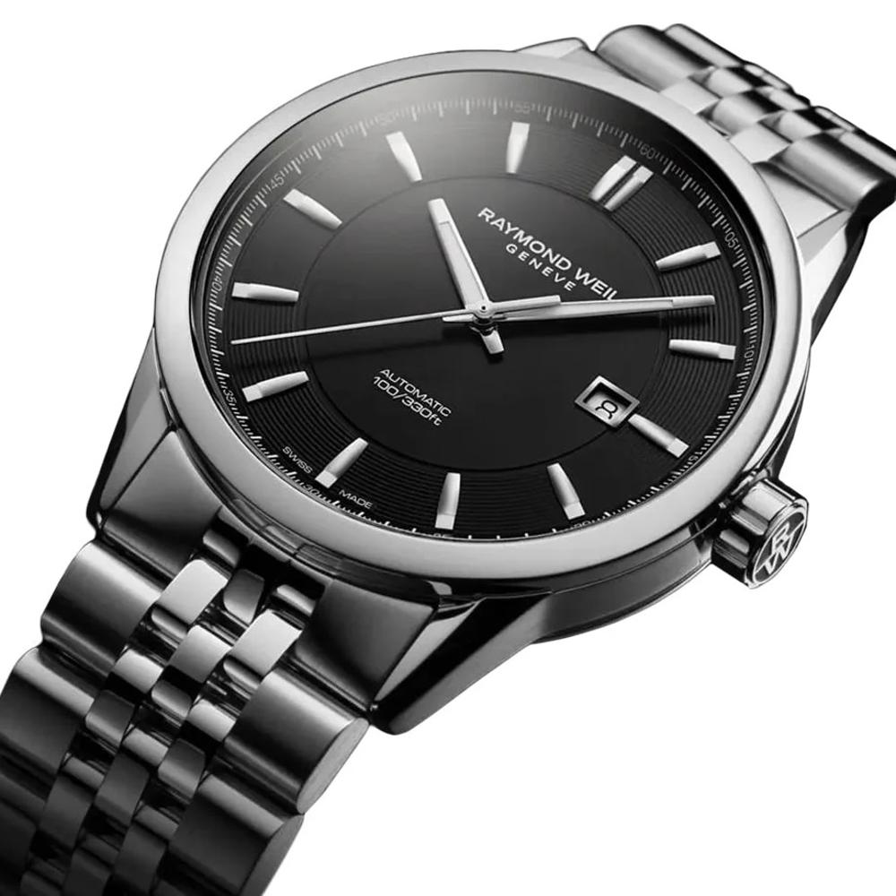 RAYMOND WEIL Freelancer Automatic Black Dial 42mm Silver Stainless Steel Bracelet 2731-ST-20001