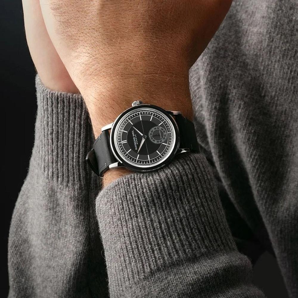 RAYMOND WEIL Millesime Anthracite Dial 39.5mm Silver Stainless Steel Black Leather Strap 2925-STC-60001