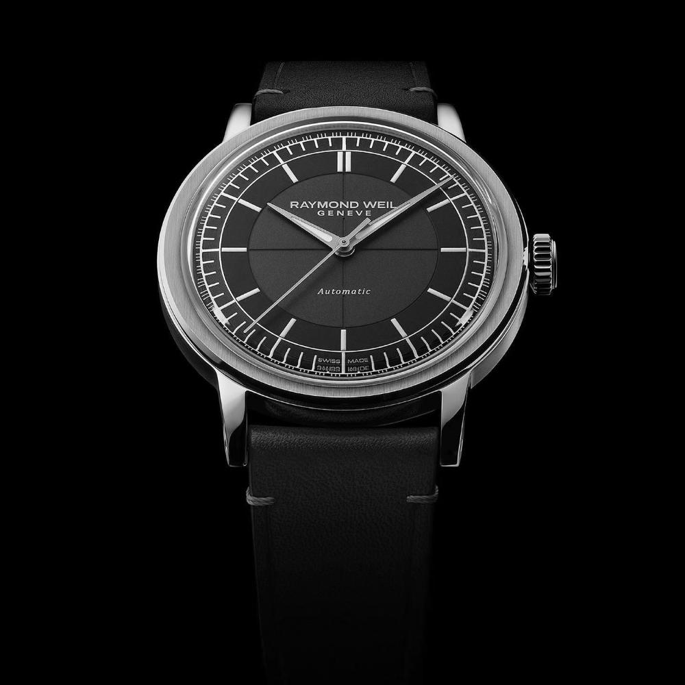 RAYMOND WEIL Millesime Anthracite Dial 39.5mm Silver Stainless Steel Black Leather Strap 2925-STC-60001