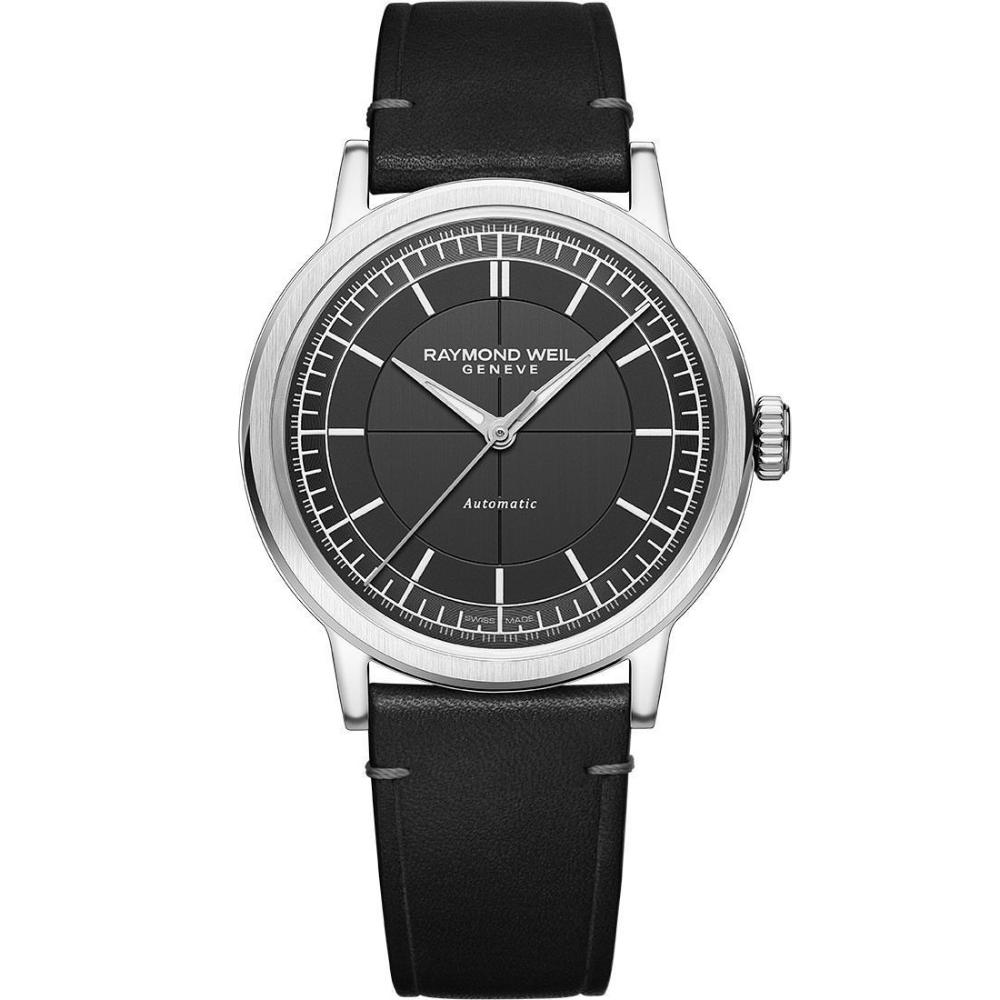 RAYMOND WEIL Millesime Anthracite Dial 39.5mm Silver Stainless Steel Black Leather Strap 2925-STC-60001