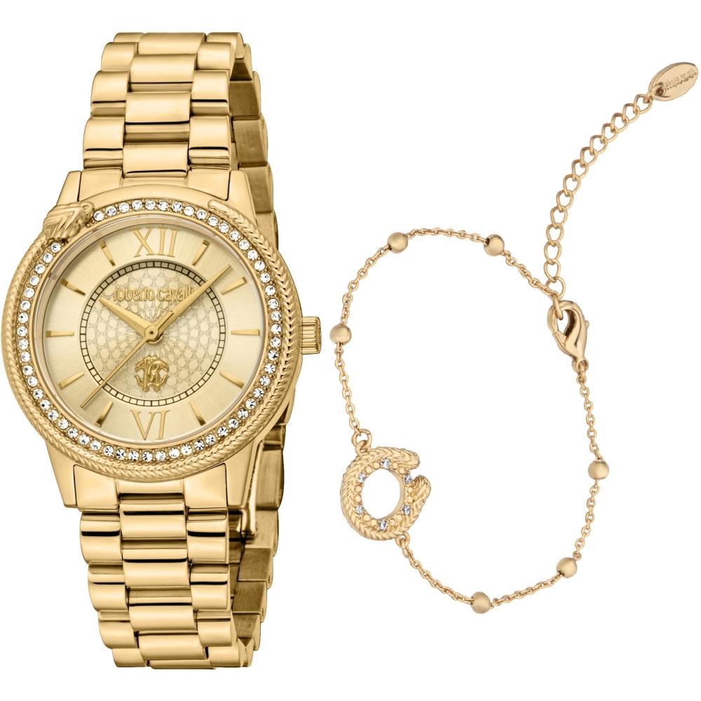 ROBERTO CAVALLI Core Gift Set Gold Dial 32mm Gold Stainless Steel Bracelet RC5L037M2025